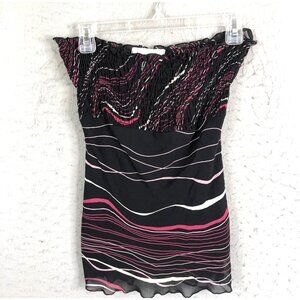 Charlotte Russ Babydoll Top Juniors Medium Black Purple Y2K Smocked Artsy Mod